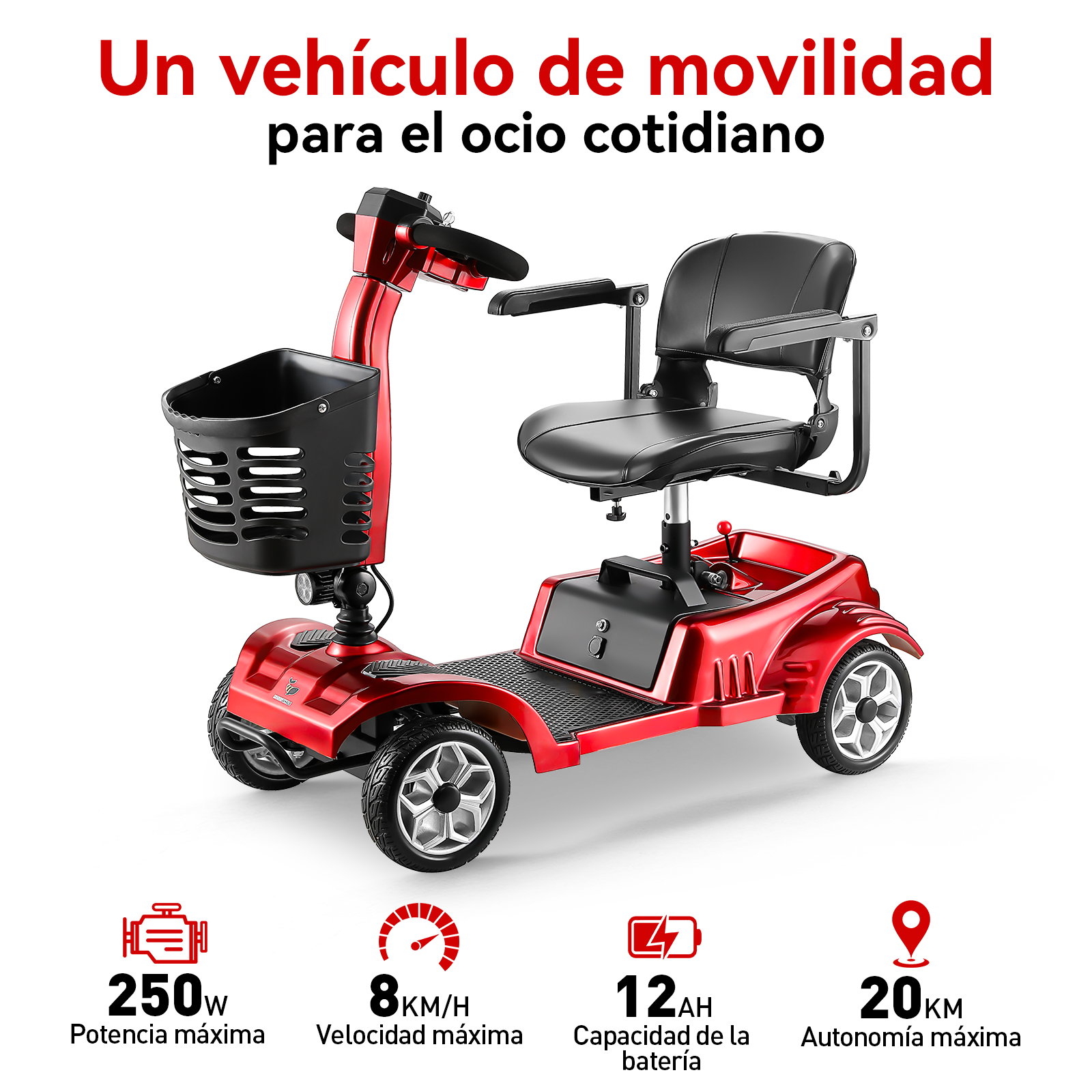Scooter Eléctrico para Adultos Mayores Honey Whale MZ-023.