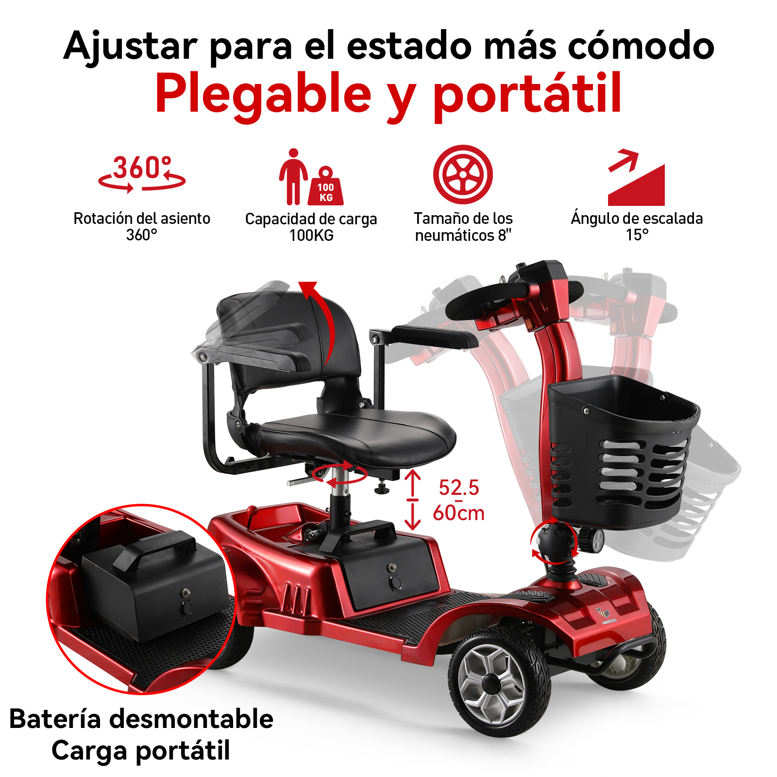 Scooter Eléctrico para Adultos Mayores Honey Whale MZ-023.