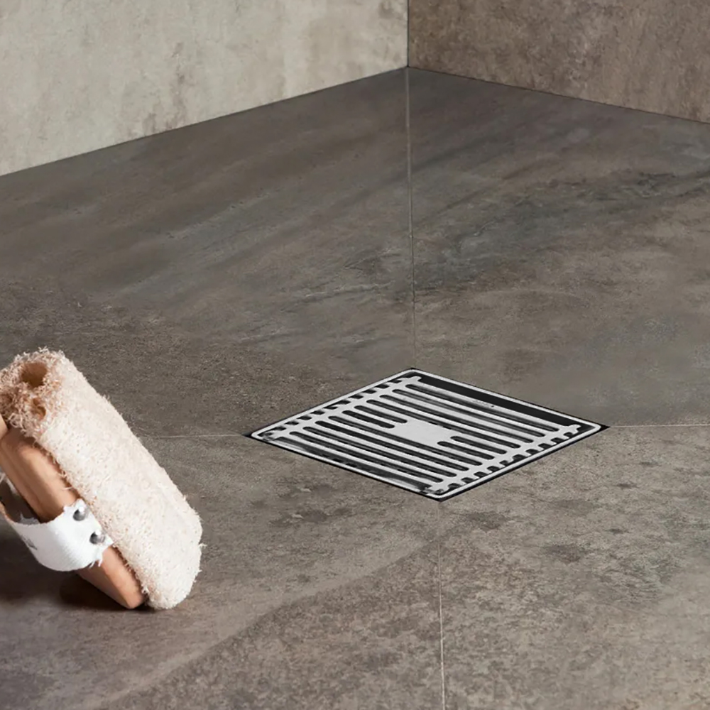 Coladera Para Baño o Regadera Acero Inoxidable 10x10cm con trampa