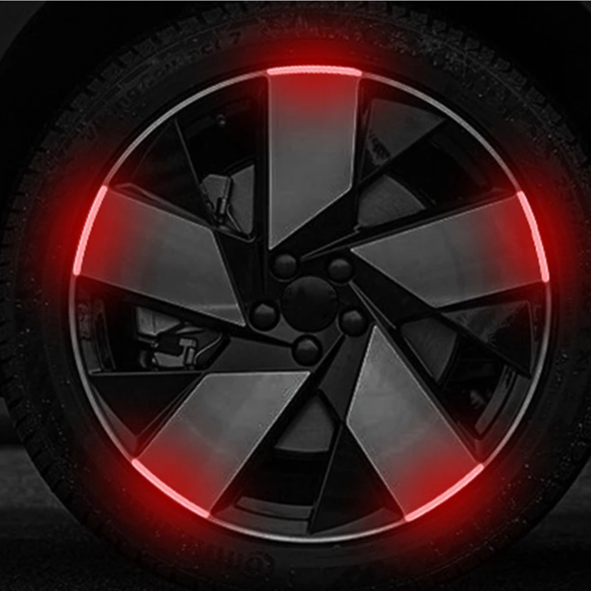 Pegatina roja cinta reflectante llanta rin coche tira advertencia seguridad rueda moto bici alerta