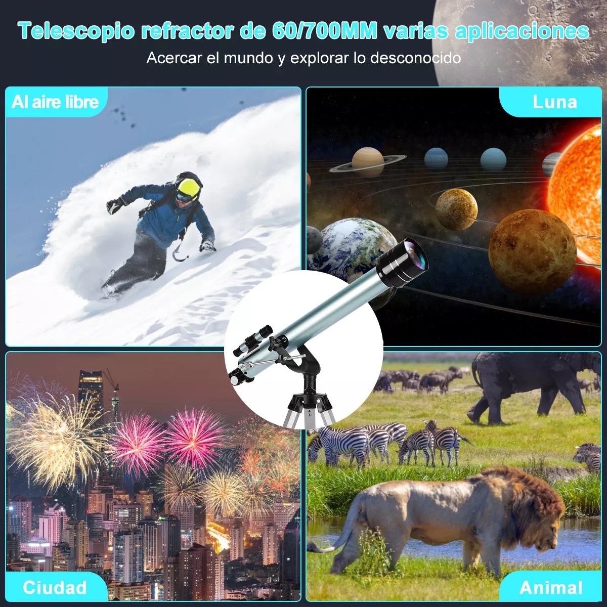 Telescopio Astronómico Profesional 60/700mm Monocular 525x