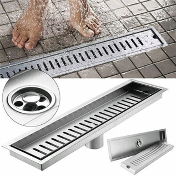 Coladera Para Baño o Regadera Acero Inoxidable 10x40cm con trampa