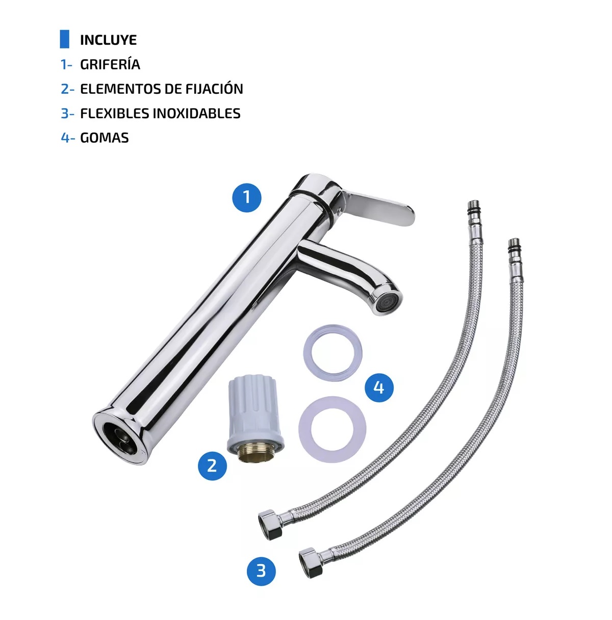 Llave Mezcladora Alta Monomando para Fregadero lavabo Baño Grifo lavamanos