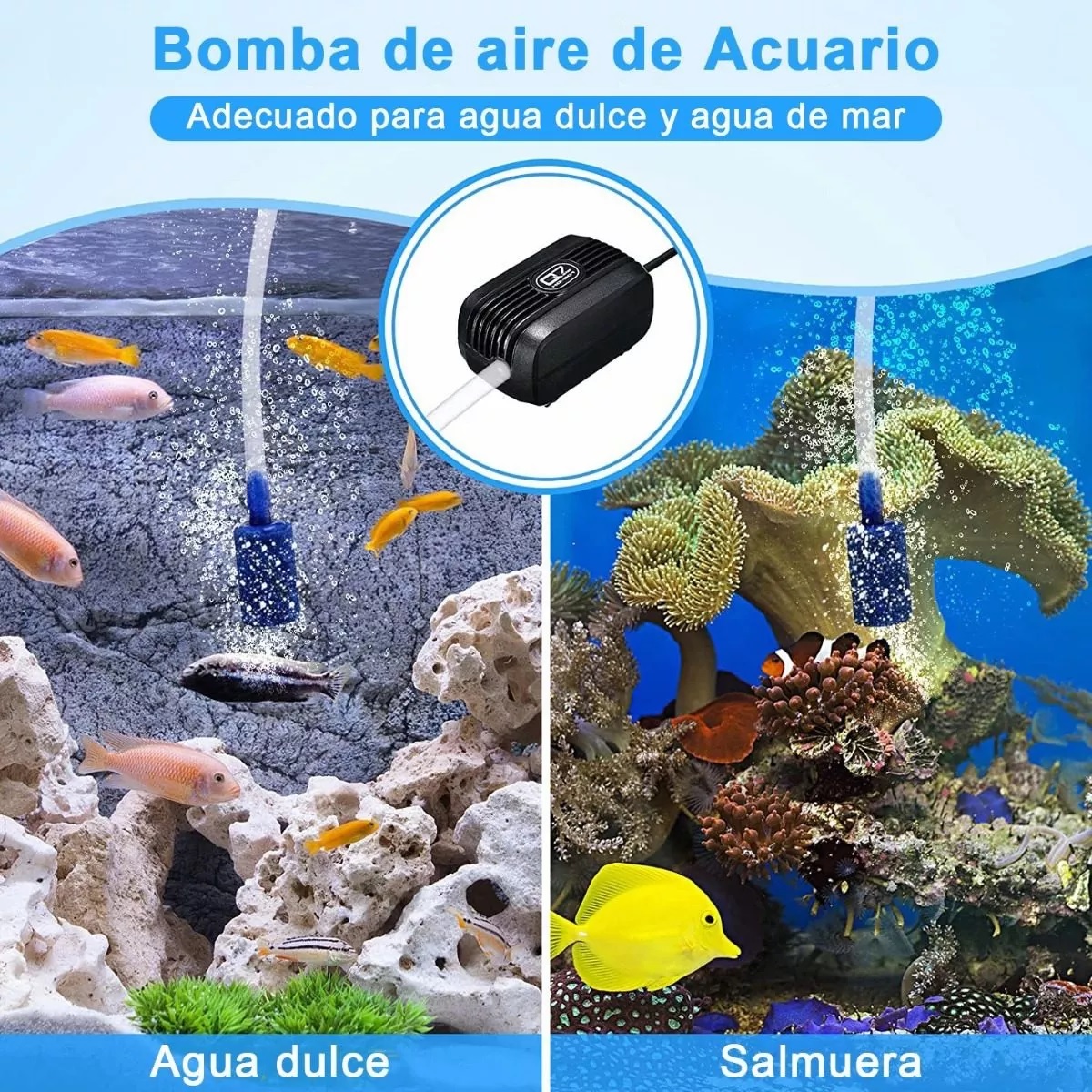 Bomba De Aire Oxigeno Acuario 300l Para Pecera Y 2m Tubo