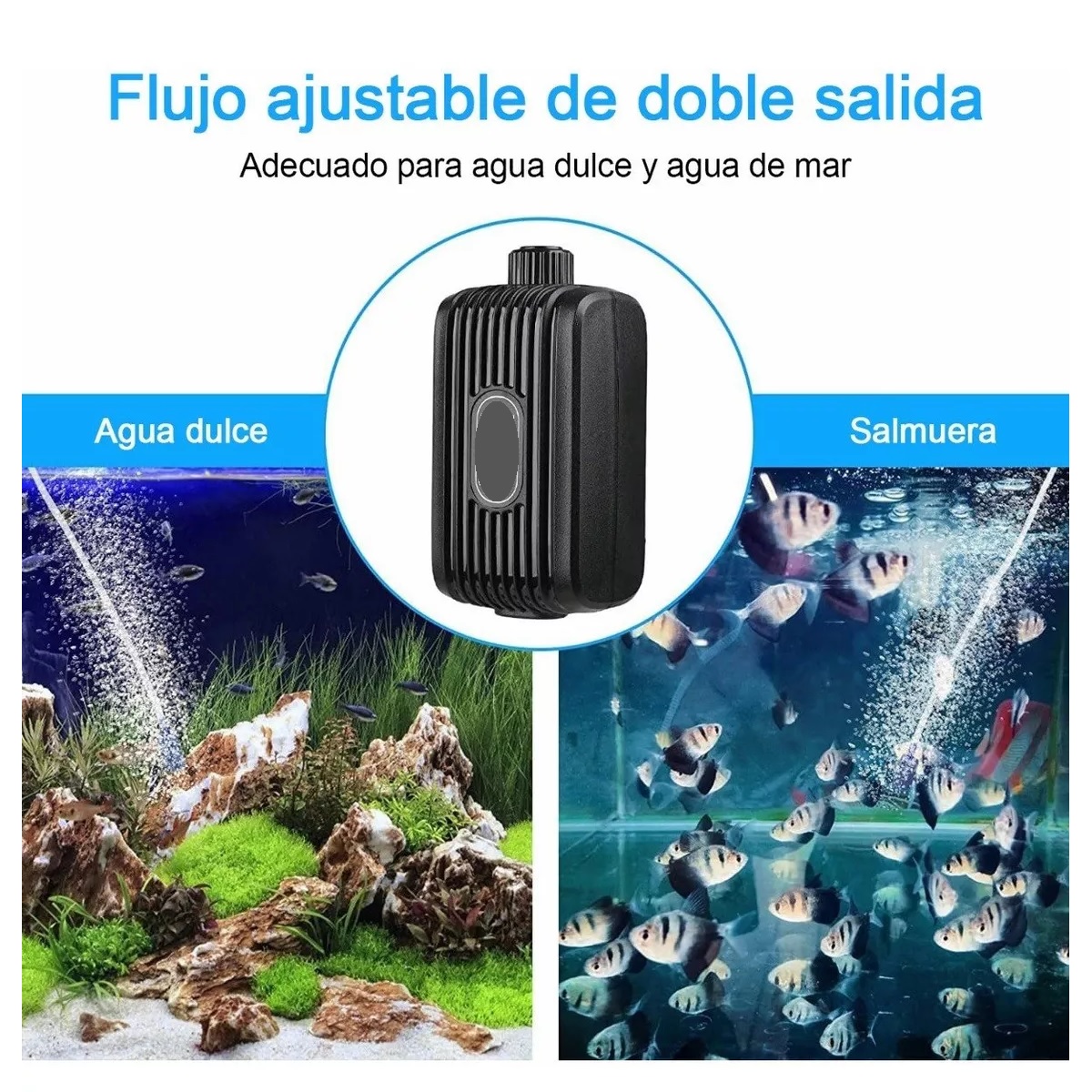 Bomba De Aire Oxigeno Acuario 300l Para Pecera Y 2m Tubo