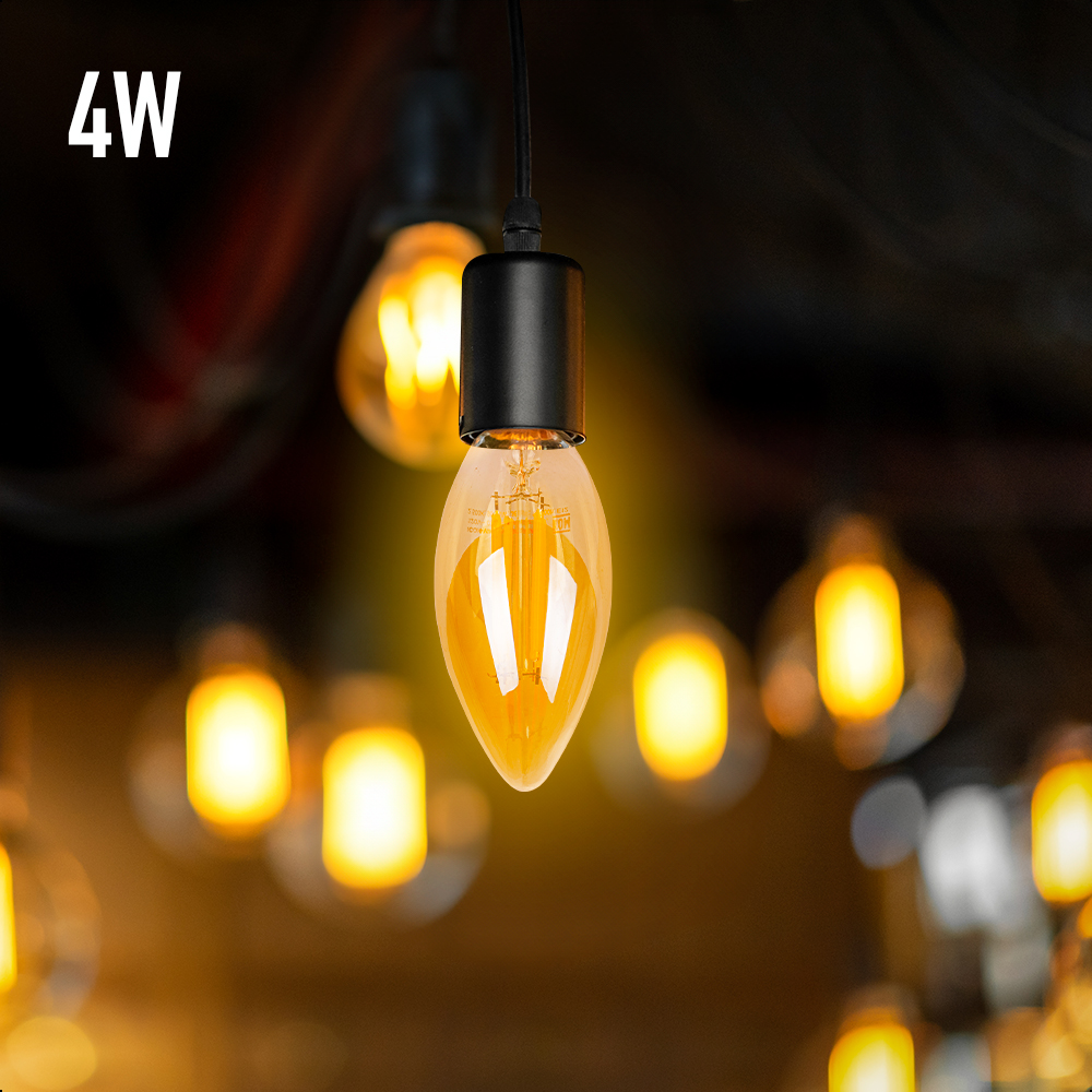 ICON Foco Vintage LED Tipo Vela 4W Atenuable Luz Cálida 2500K Base E12