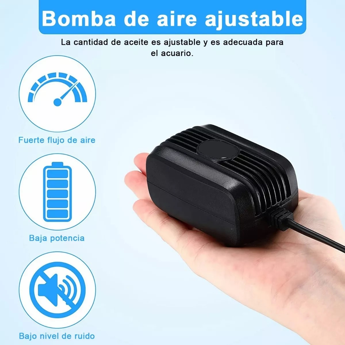 Bomba De Aire Oxigeno Acuario 300l Para Pecera Y 2m Tubo