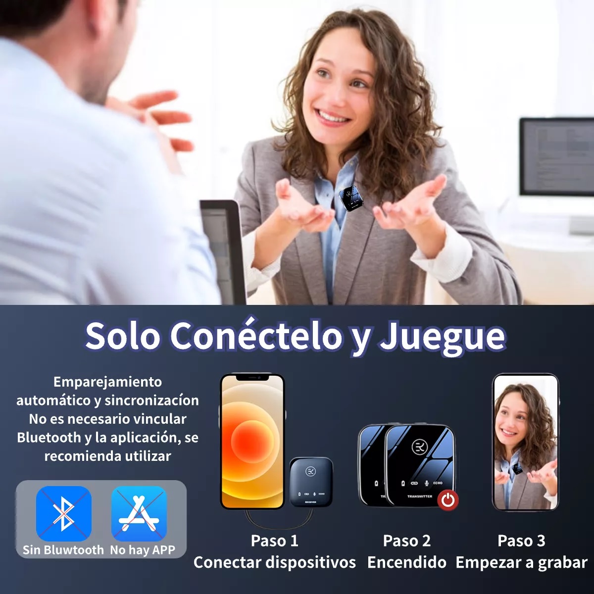 Micrófono Lavalier Solapa Inalámbrico Para Celular Pc Gamer