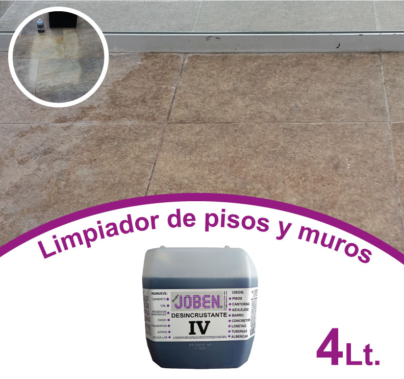 Limpiador de Pisos, Muros, quita Cemento, Cal, Salitre, Moho 4L