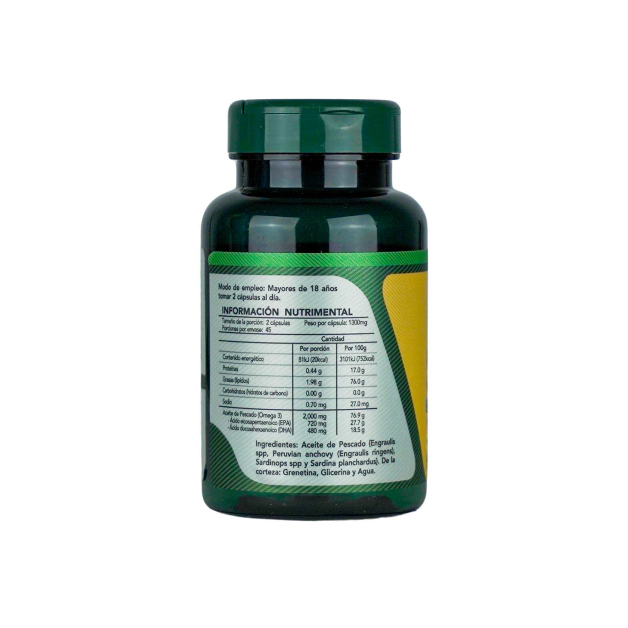 Herbalia Lab, Omega 3 Gold de Alta Potencia, EPA 720 / DHA 480, Pureza y Calidad Superior, 90 Cápsulas