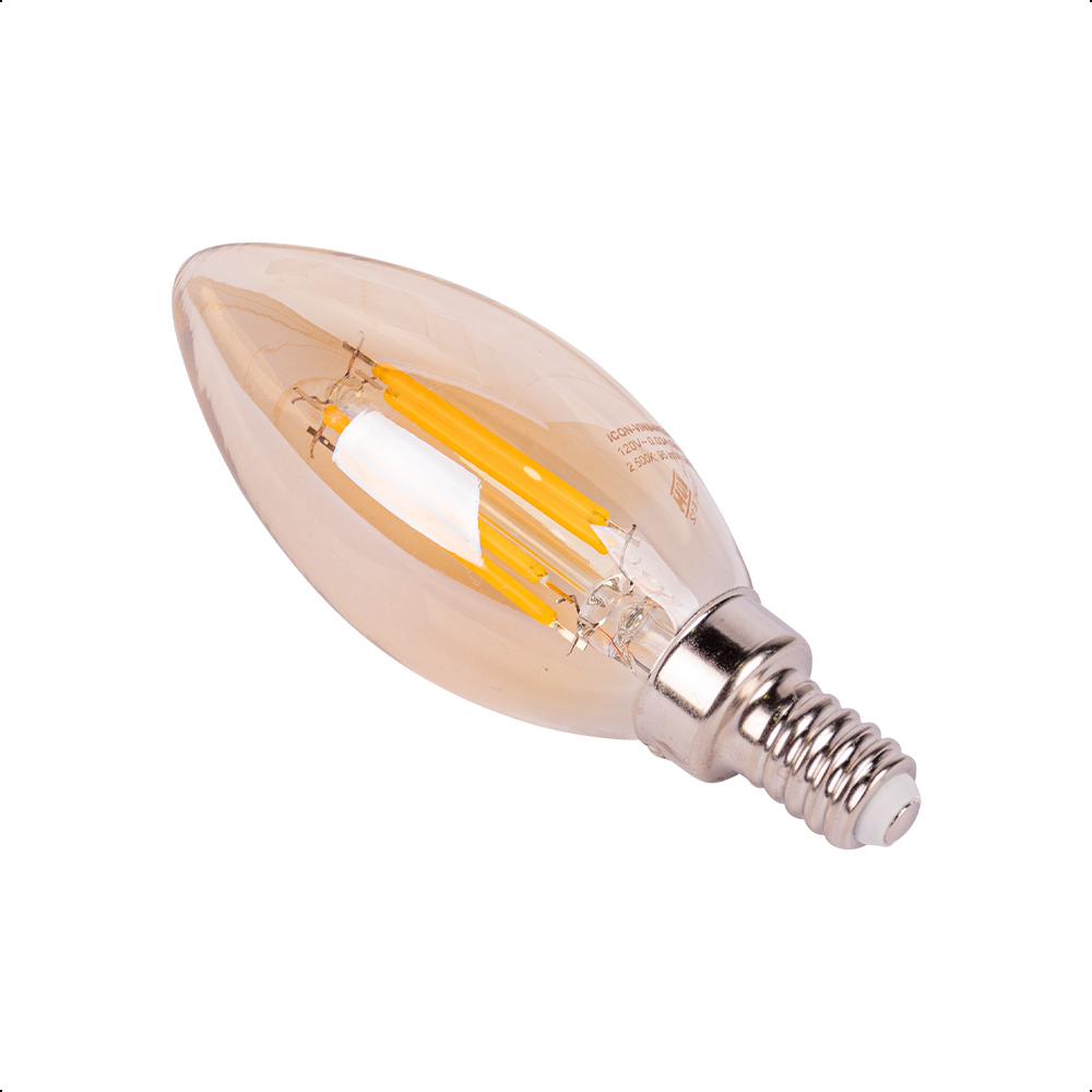 ICON Foco Vintage LED Tipo Vela 4W Atenuable Luz Cálida 2500K Base E12