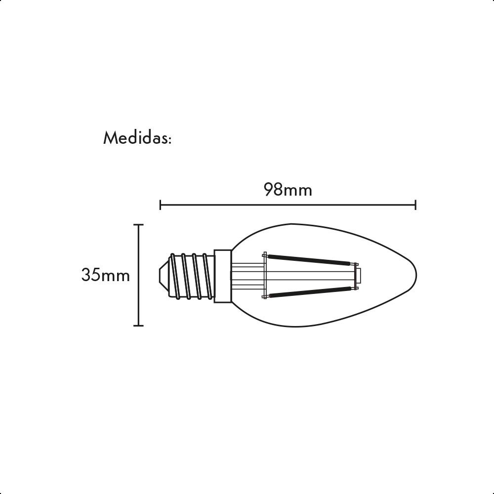 ICON Foco Vintage LED Tipo Vela 4W Atenuable Luz Cálida 2500K Base E12
