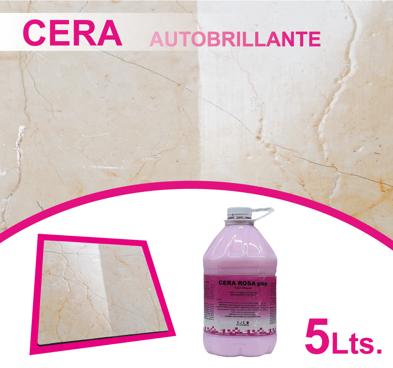 Cera Rosa pbp para brillar Pisos Mármol Vinil Laminado 5Lt