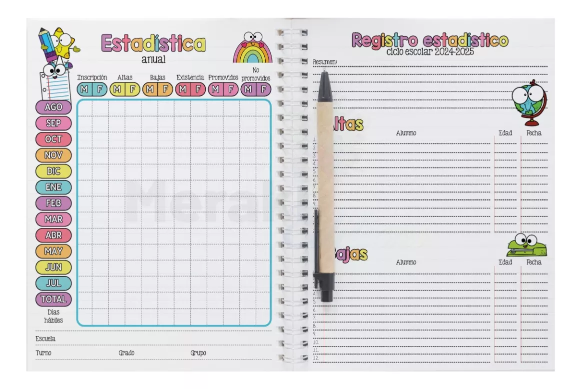 Agenda Docente 24 - 25 Pasta dura colorida Mod Rainbow Escolar 04
