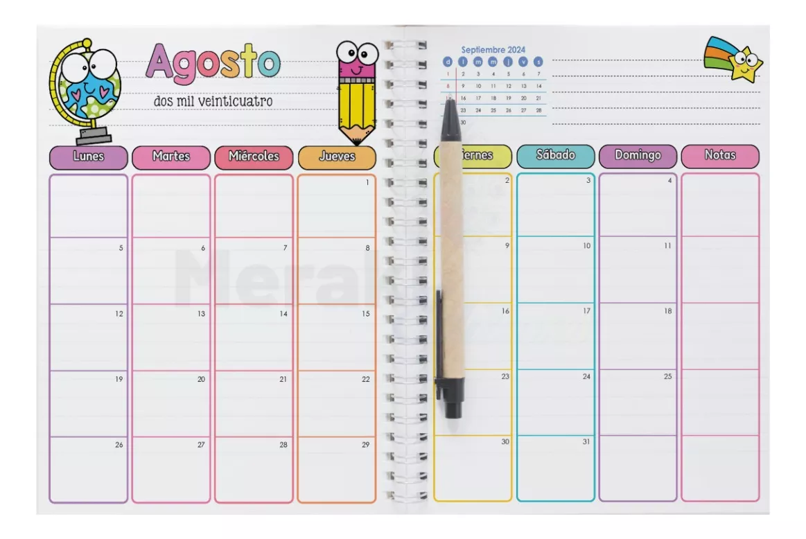 Agenda Docente 24 - 25 Pasta dura colorida Mod Rainbow Escolar 04