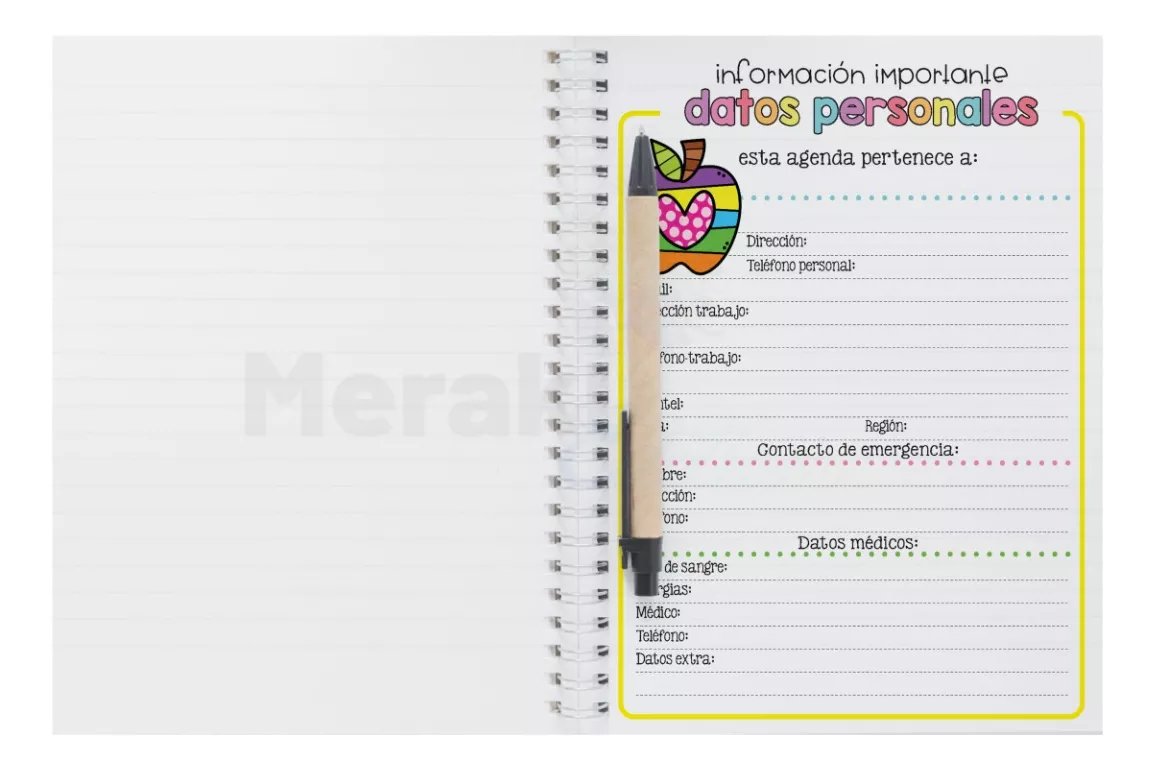 Agenda Docente 24 - 25 Pasta dura colorida Mod Rainbow Escolar 04