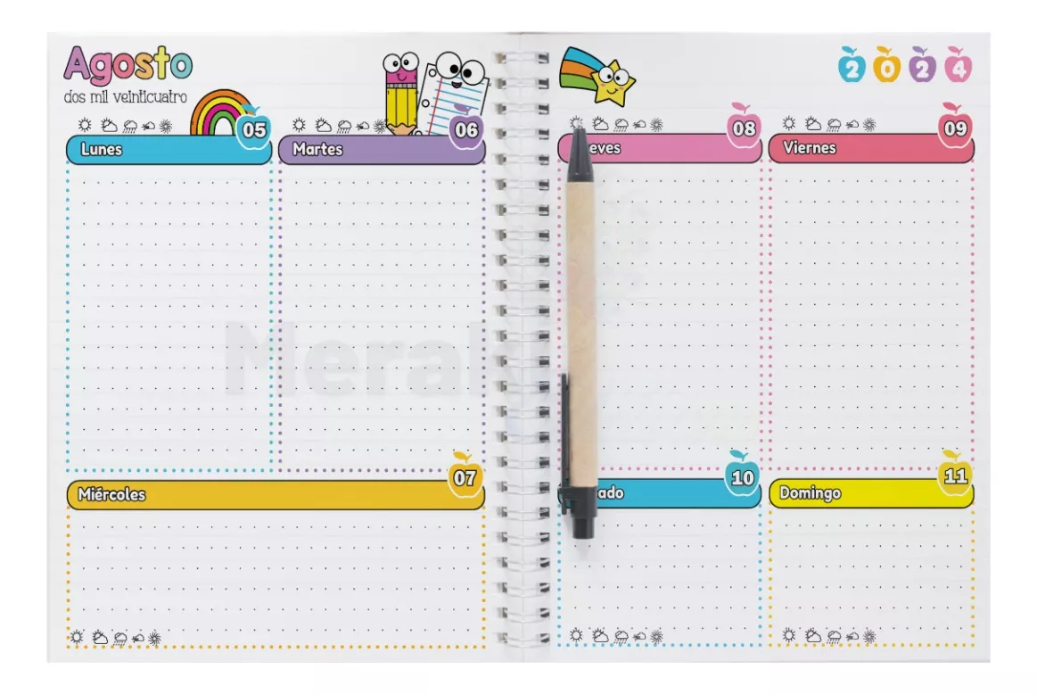 Agenda Docente 24 - 25 Pasta dura colorida Mod Rainbow Escolar 04