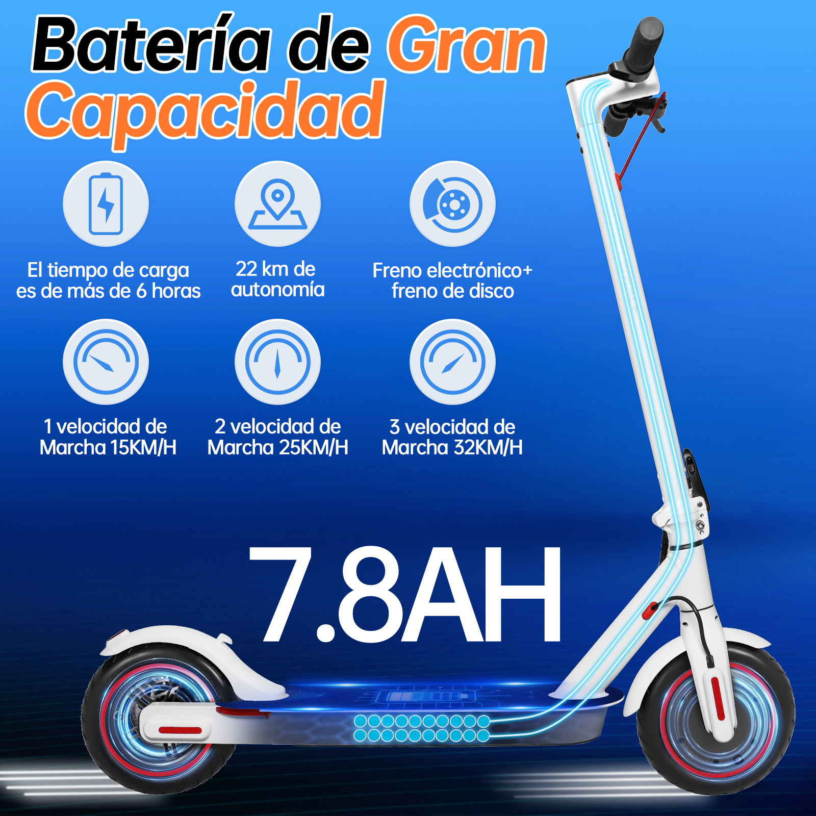 Scooter Eléctrico Honey Whale E9 Pro V2 Blanco.