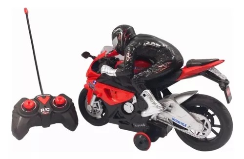 Motocicleta Roja De Juguete Deportiva Recargable A Control Remoto.