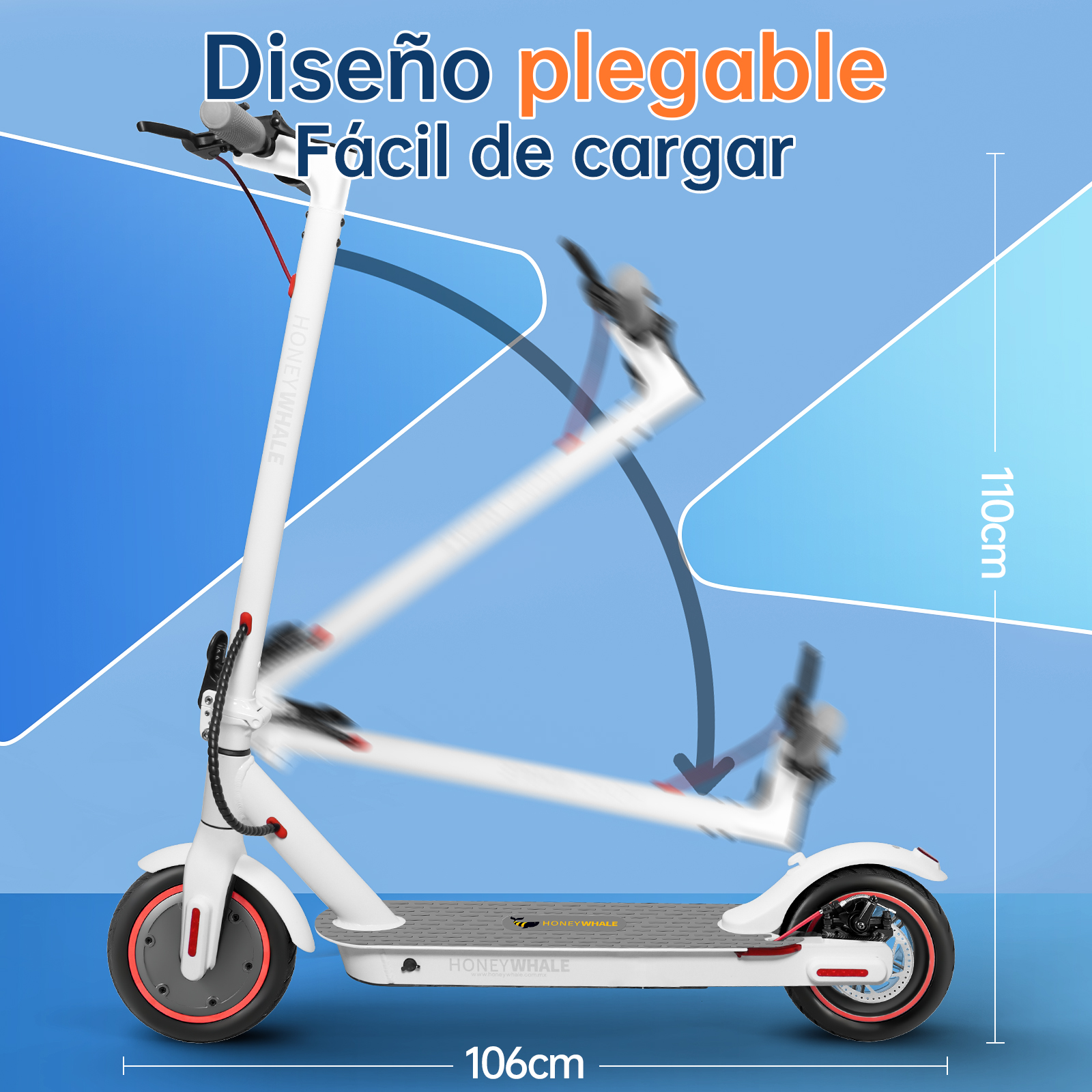 Scooter Eléctrico Honey Whale E9 Pro V2 Blanco.