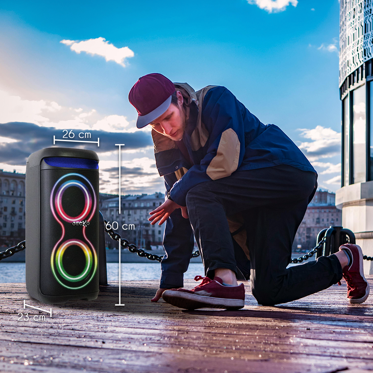 Sistema De Audio Portátil Gecko 10,000 Watts Panel Iluminado