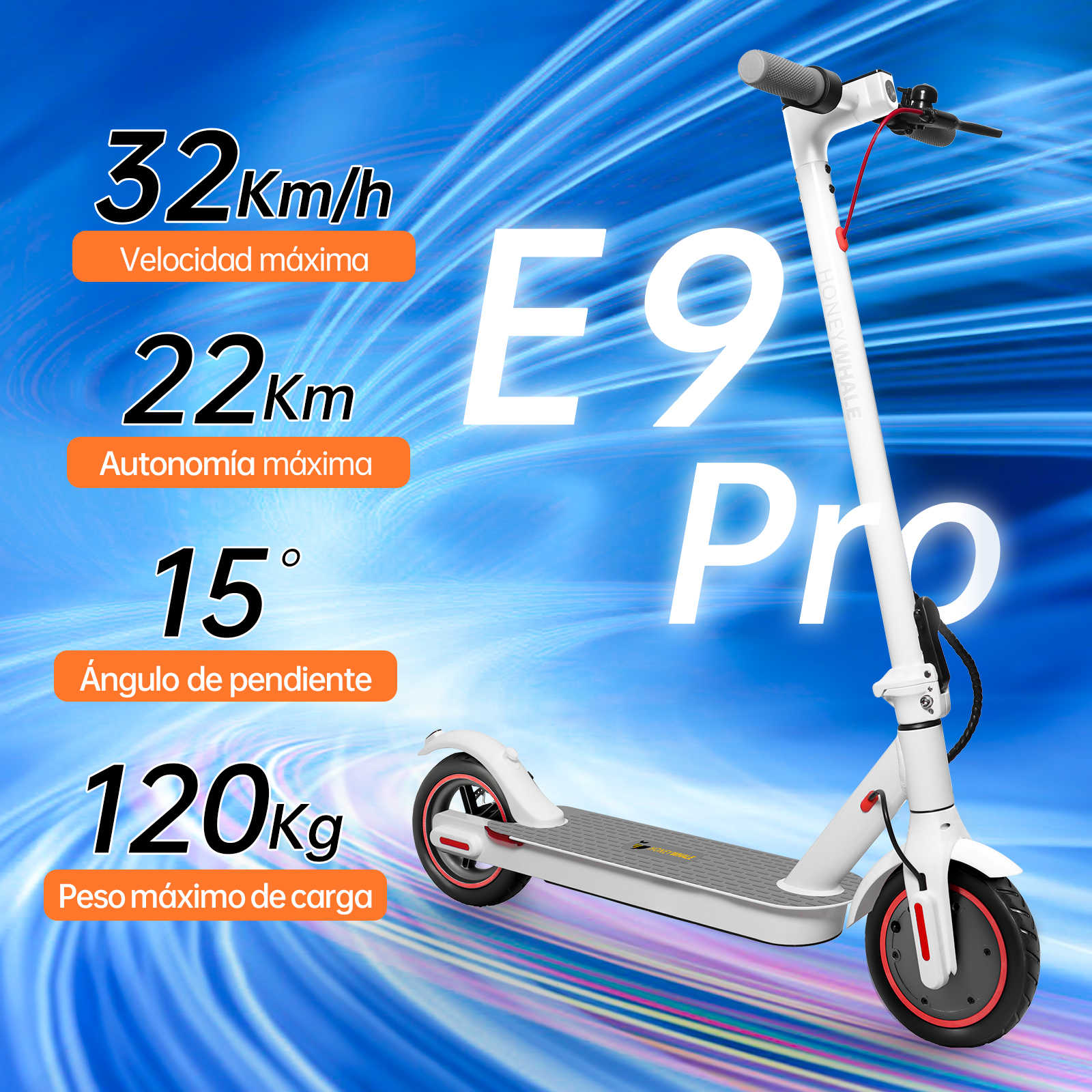 Scooter Eléctrico Honey Whale E9 Pro V2 Blanco.