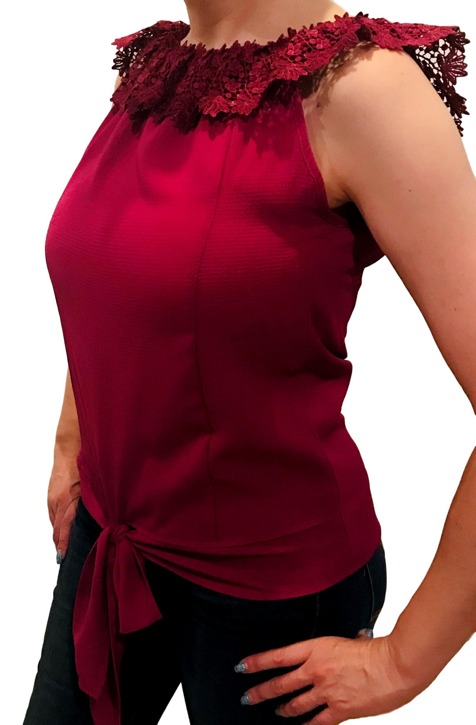 Blusa para dama mujer casual sin mangas con encaje Tantrax