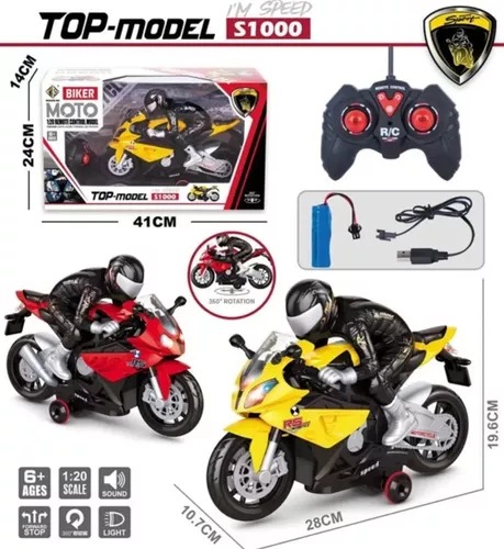 Motocicleta Roja De Juguete Deportiva Recargable A Control Remoto.