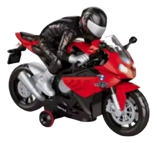 Motocicleta Roja De Juguete Deportiva Recargable A Control Remoto.