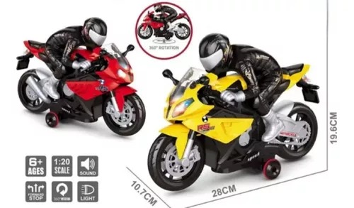 Motocicleta Roja De Juguete Deportiva Recargable A Control Remoto.