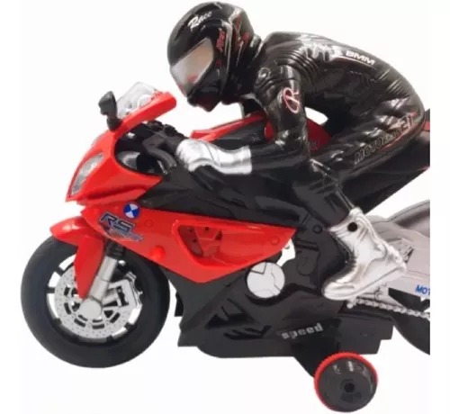 Motocicleta Roja De Juguete Deportiva Recargable A Control Remoto.