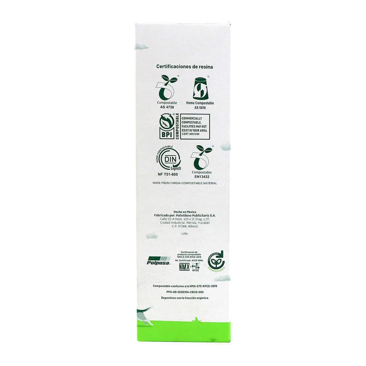 Bolsitas compostables para desechos de mascotas 16 rollos 22 x 27 cm