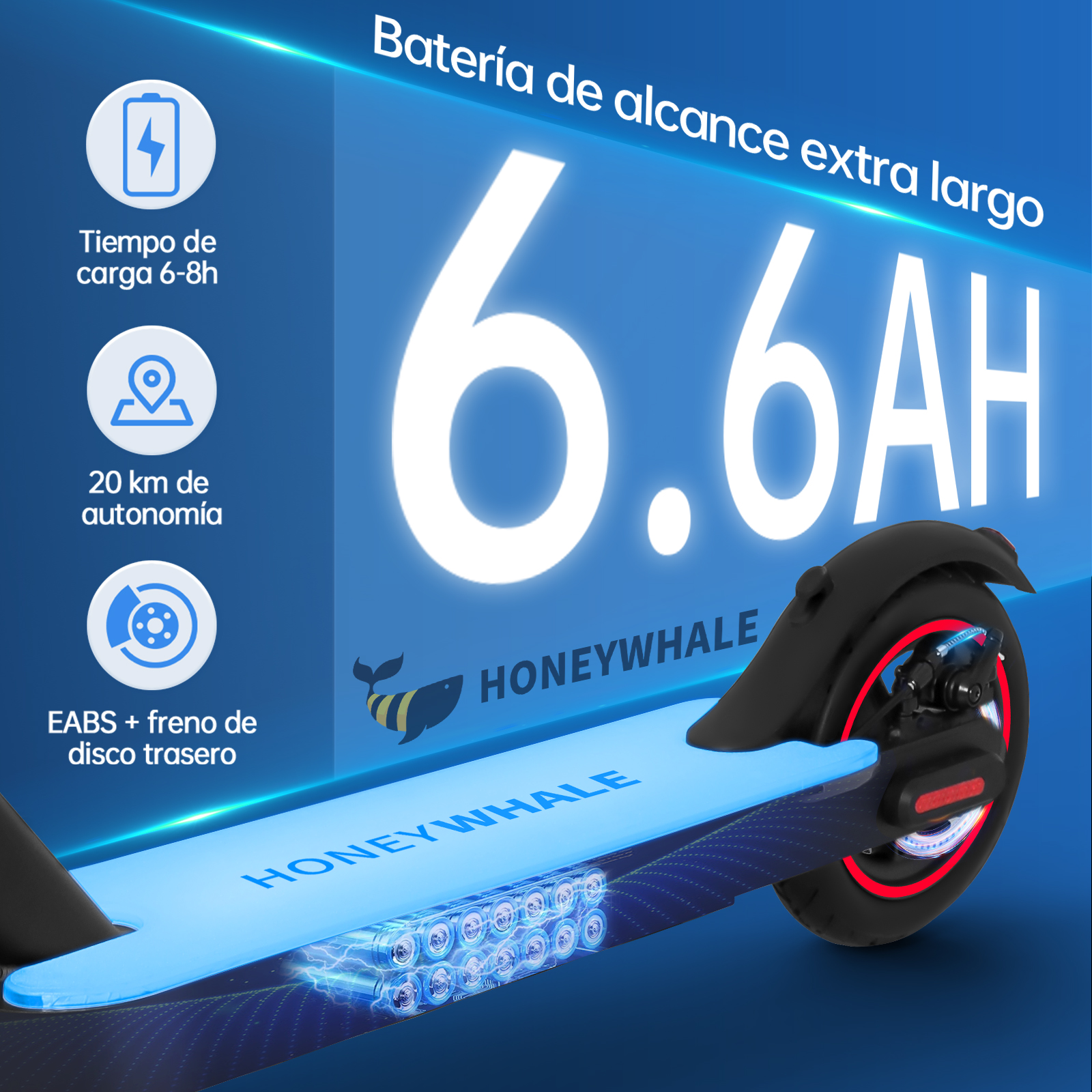 Scooter Eléctrico Honey Whale S2 V2 Negro.