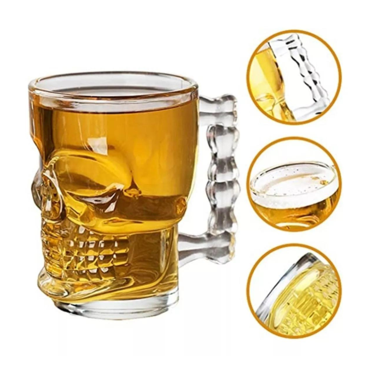 Set 2 Tarros Cerveza Vaso De Vidrio De Calavera 500ml.