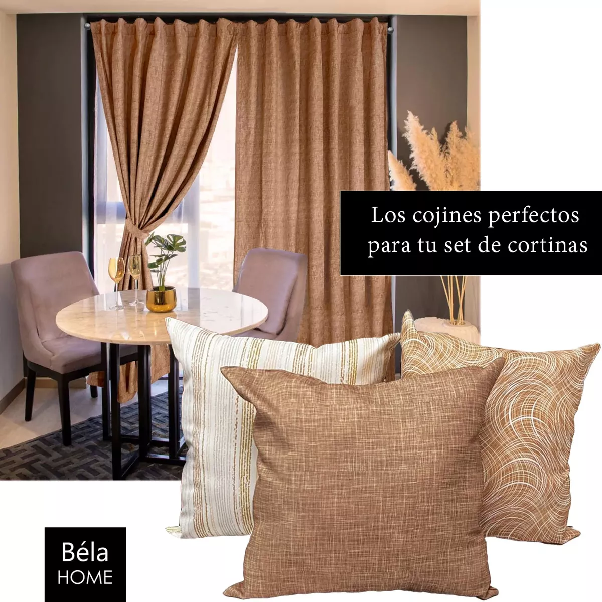 Bela Juego de Cortinas 4 Piezas Fiore 2m Alto x 280 Ancho (Arena)
