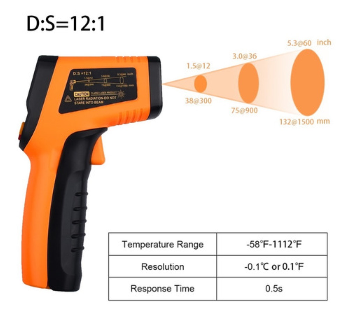 Termómetro Infrarrojo Digital Industrial (-50-600 ºc)