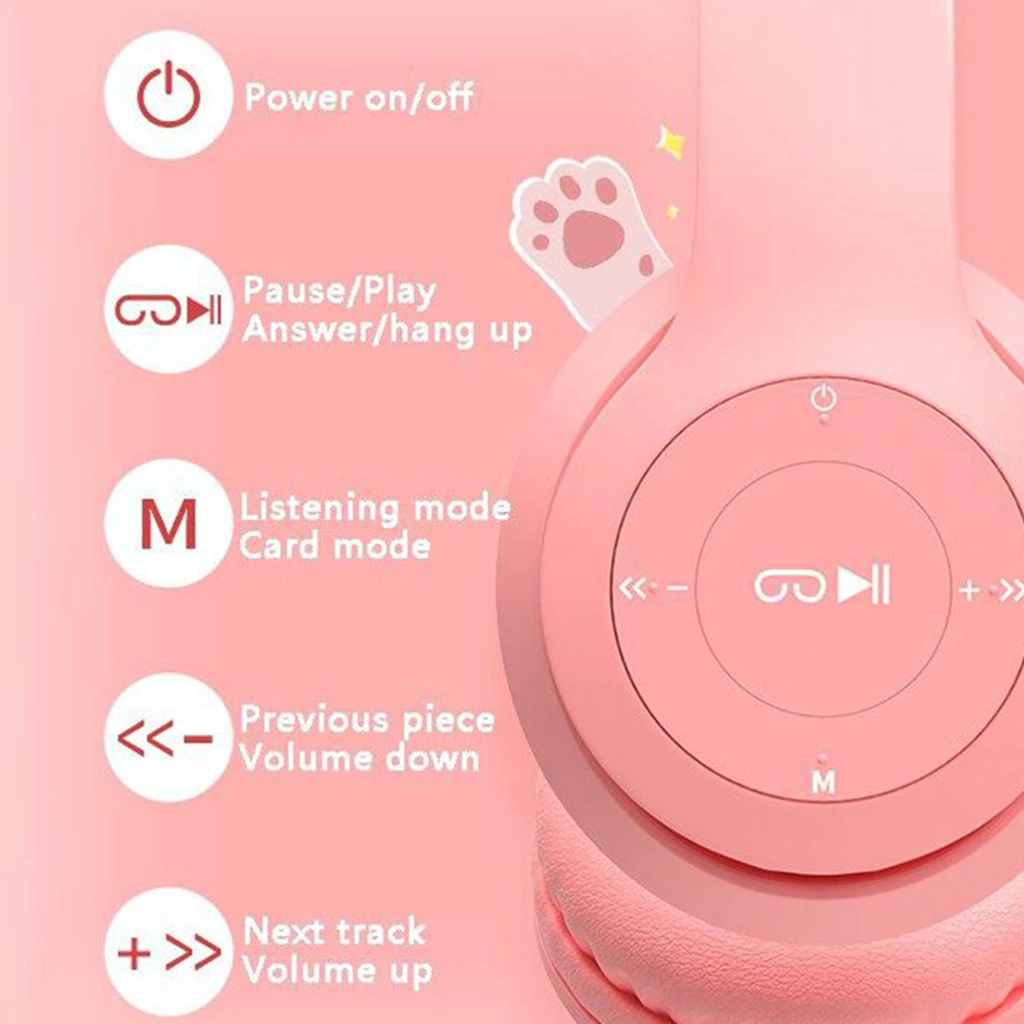 Audífonos Bluetooth con orejas de gato P47M color morado 