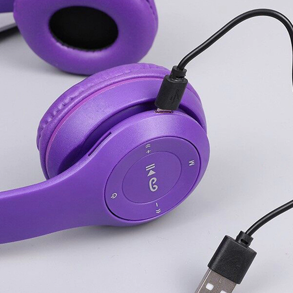 Audífonos Bluetooth con orejas de gato P47M color morado 
