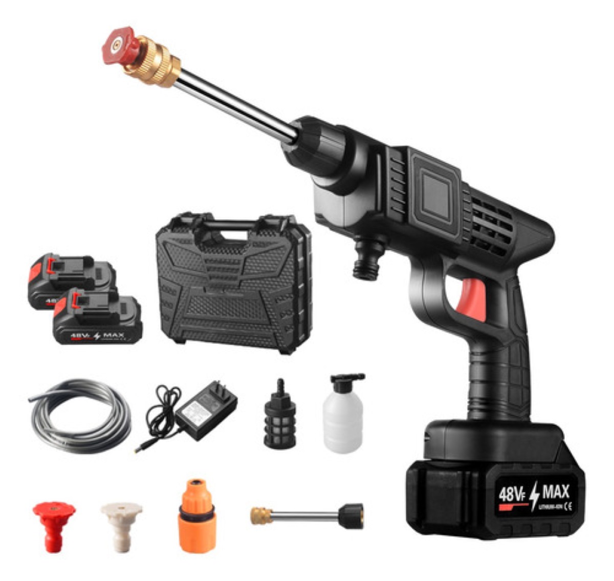 Hidrolavadora Electrica Pistola Para Lavado Autos Portatil negro