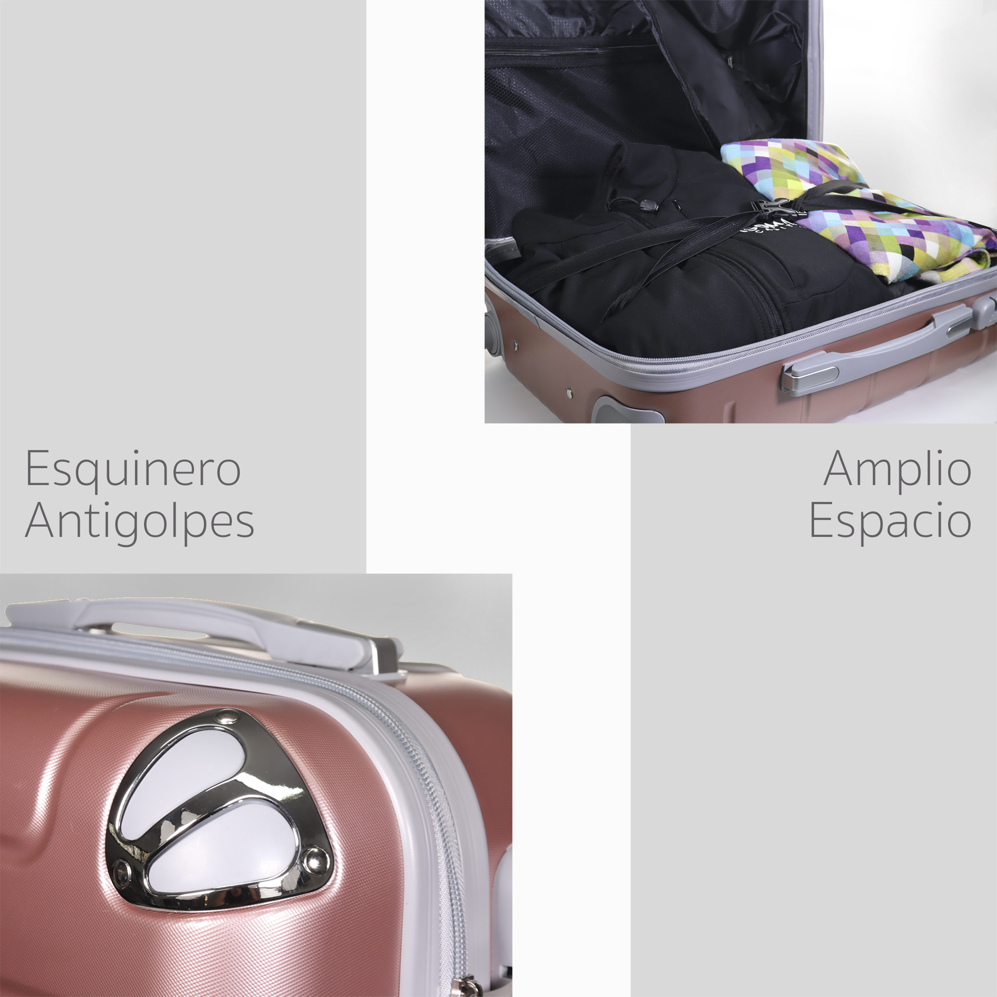 Maleta Carry On  Con Ruedas 360 Color Oro Rosado 