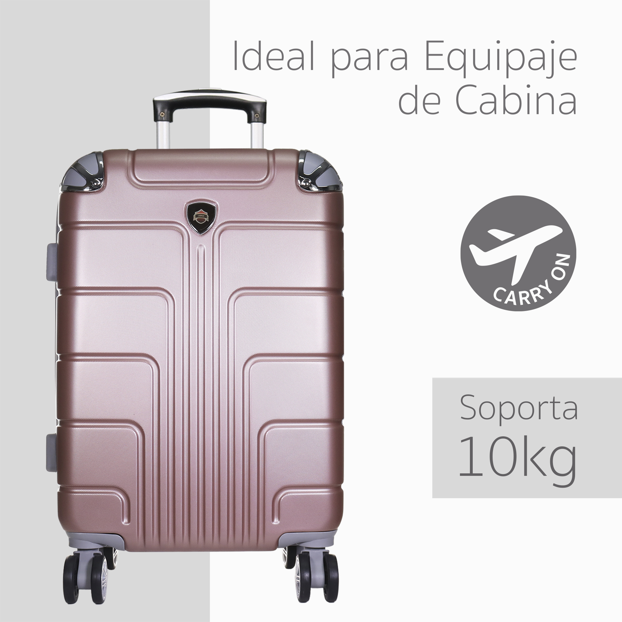 Maleta Carry On  Con Ruedas 360 Color Oro Rosado 