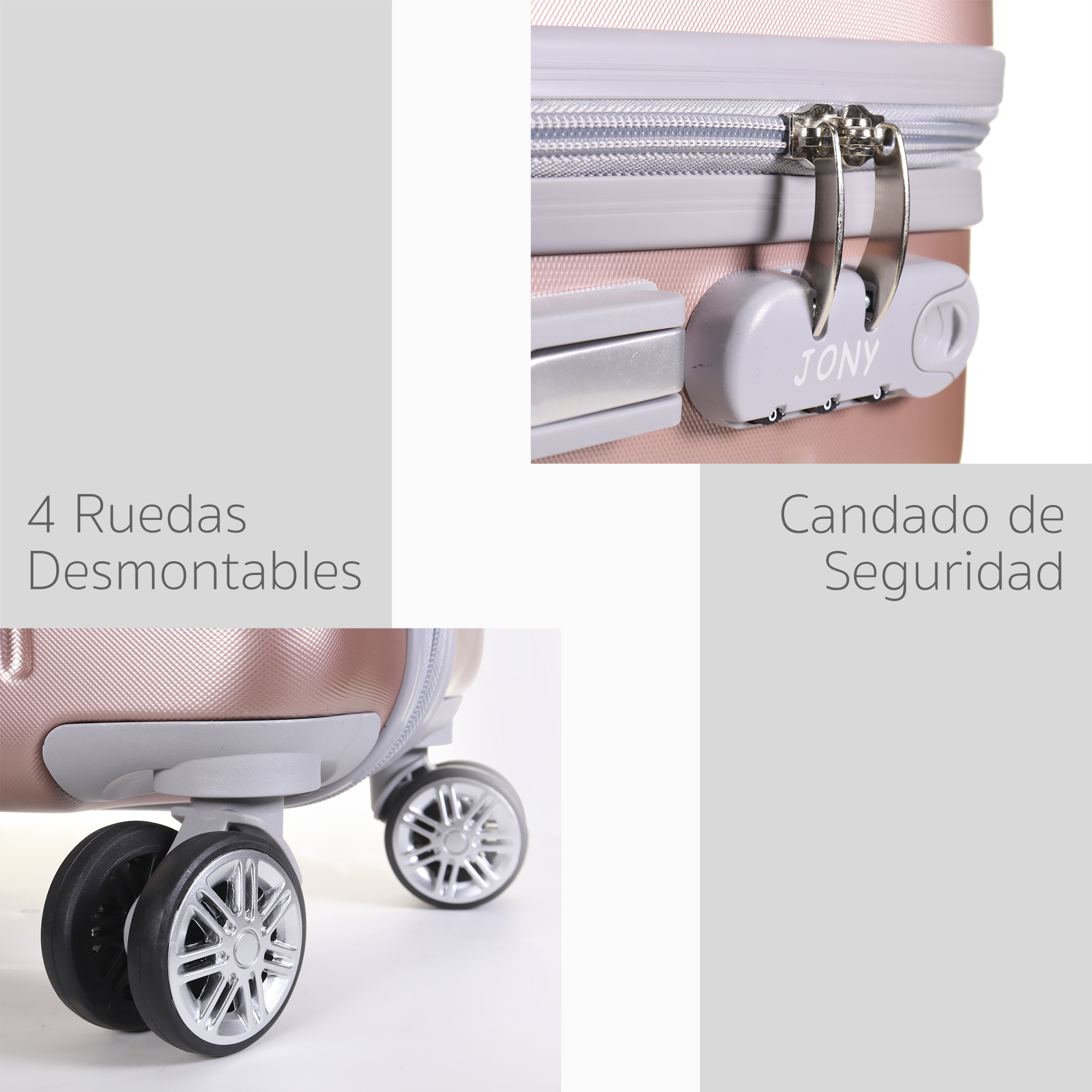 Maleta Carry On  Con Ruedas 360 Color Oro Rosado 