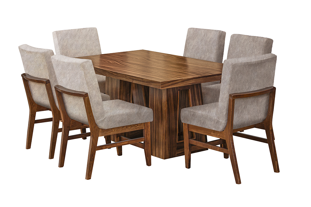 Comedor ElCid 6 Sillas enchapado de Parota- Goby