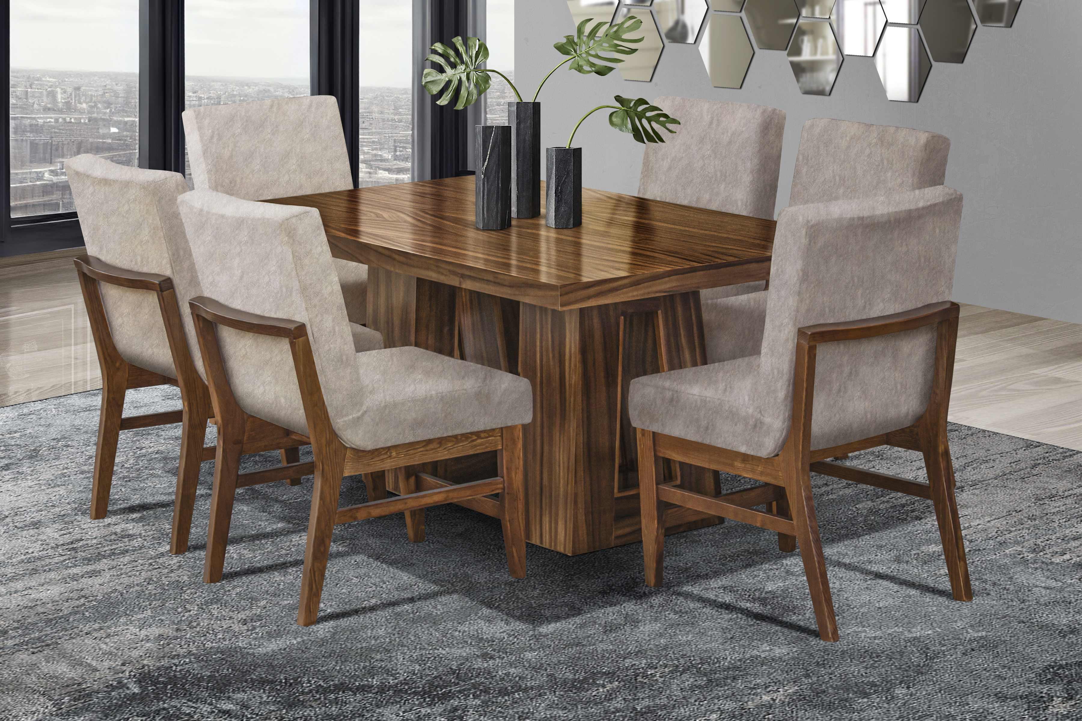 Comedor ElCid 6 Sillas enchapado de Parota- Goby