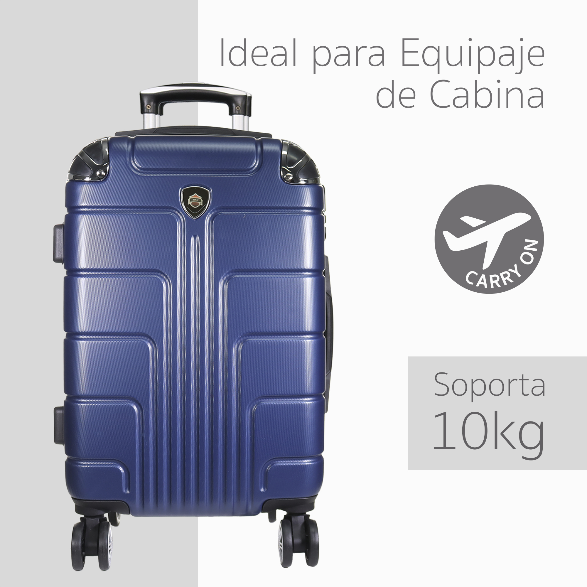 Maleta Carry On Con Candado Seguridad Doble Y Llanta 360 Color Azul
