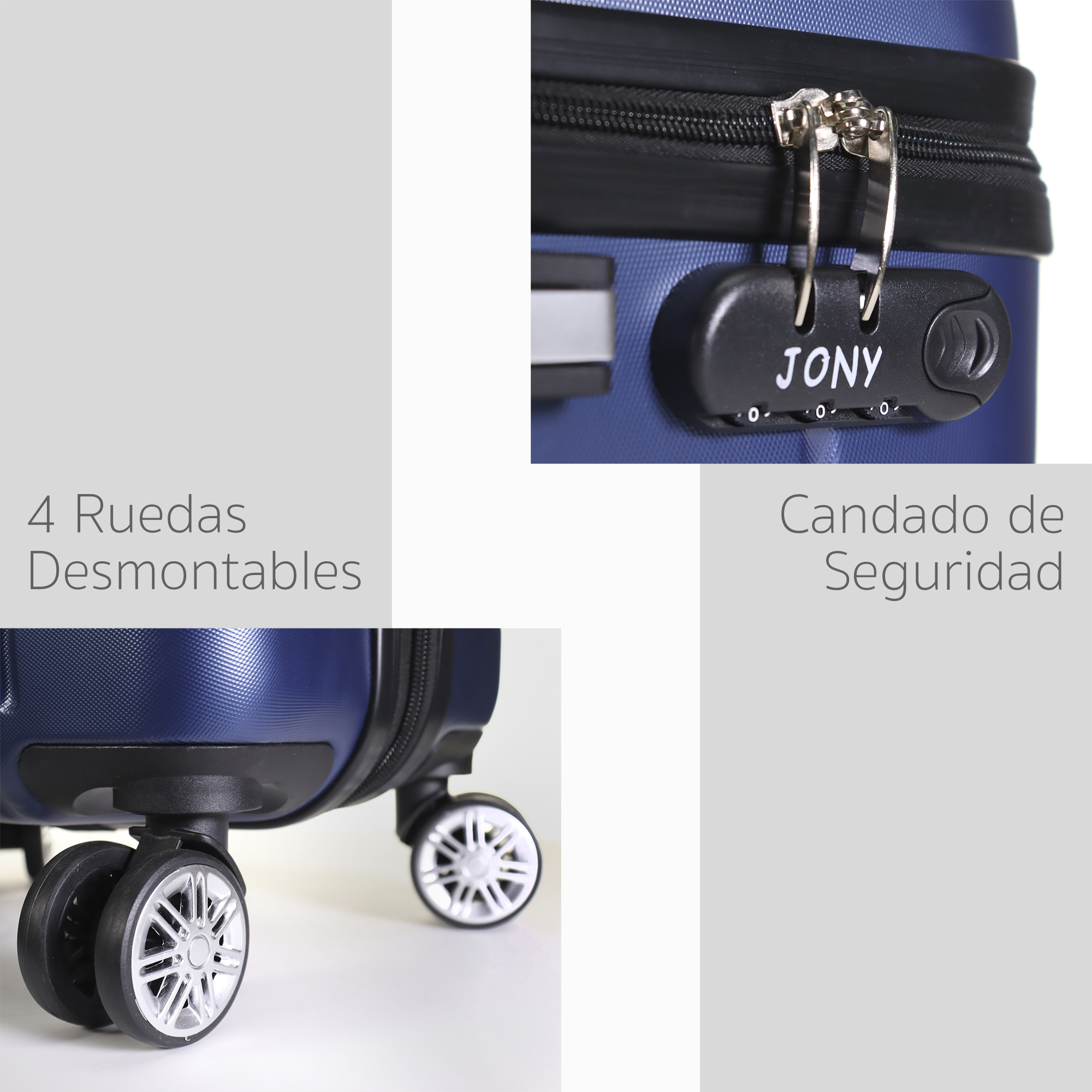 Maleta Carry On Con Candado Seguridad Doble Y Llanta 360 Color Azul