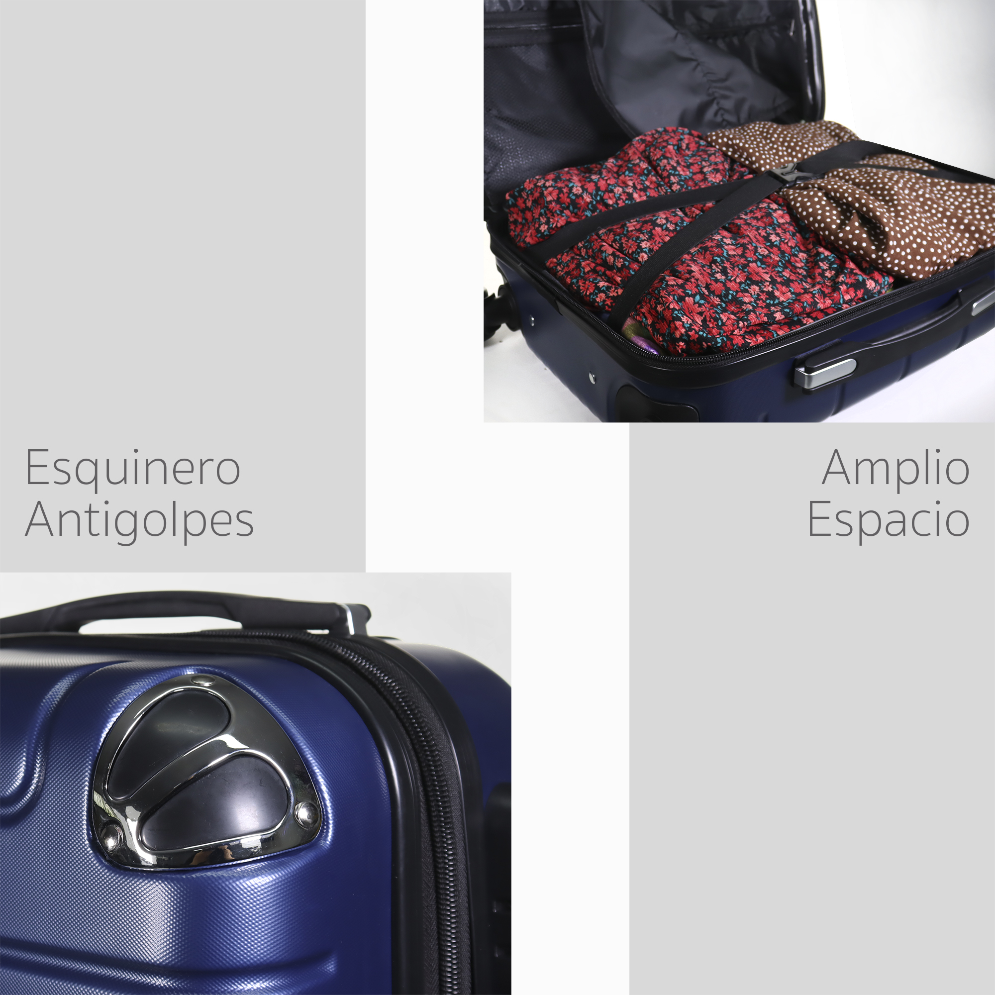 Maleta Carry On Con Candado Seguridad Doble Y Llanta 360 Color Azul