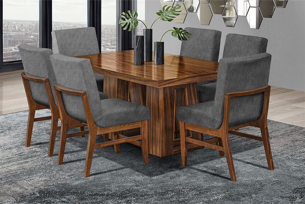 Comedor ElCid 6 Sillas enchapado de Parota- Goby