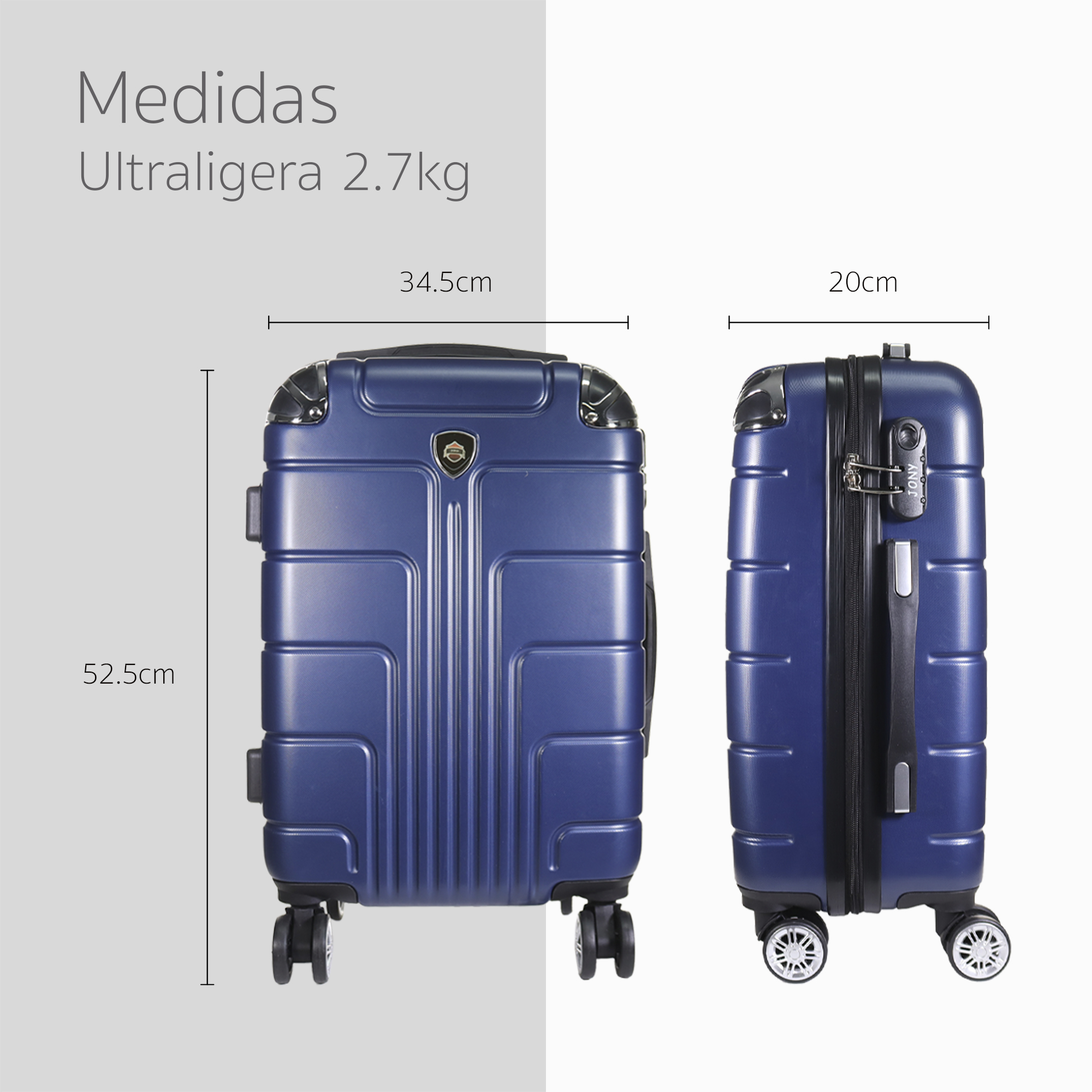 Maleta Carry On Con Candado Seguridad Doble Y Llanta 360 Color Azul
