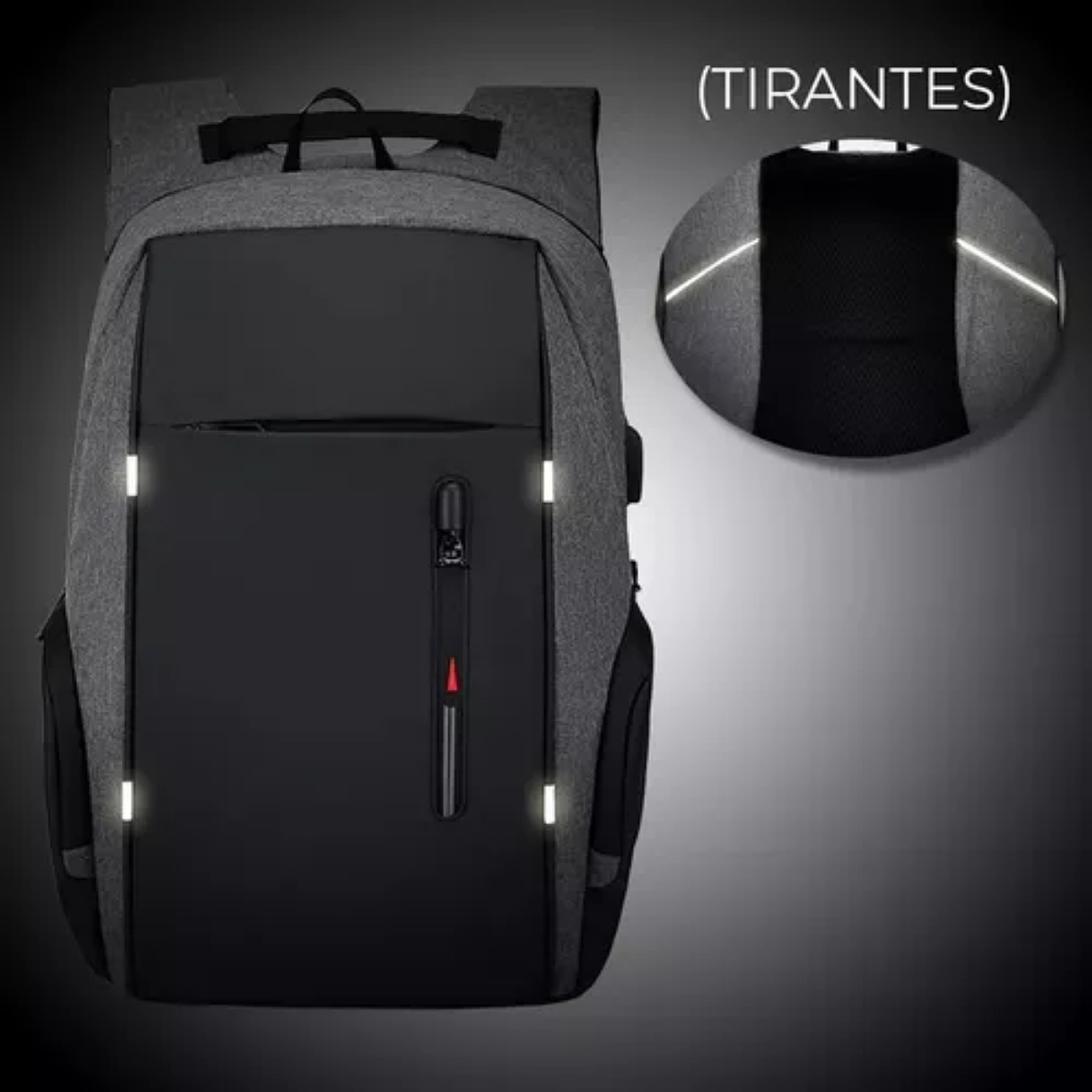 Mochila De Gran Capacidad Antirrobo Para Laptop Cargador Usb Color Gris Oxford